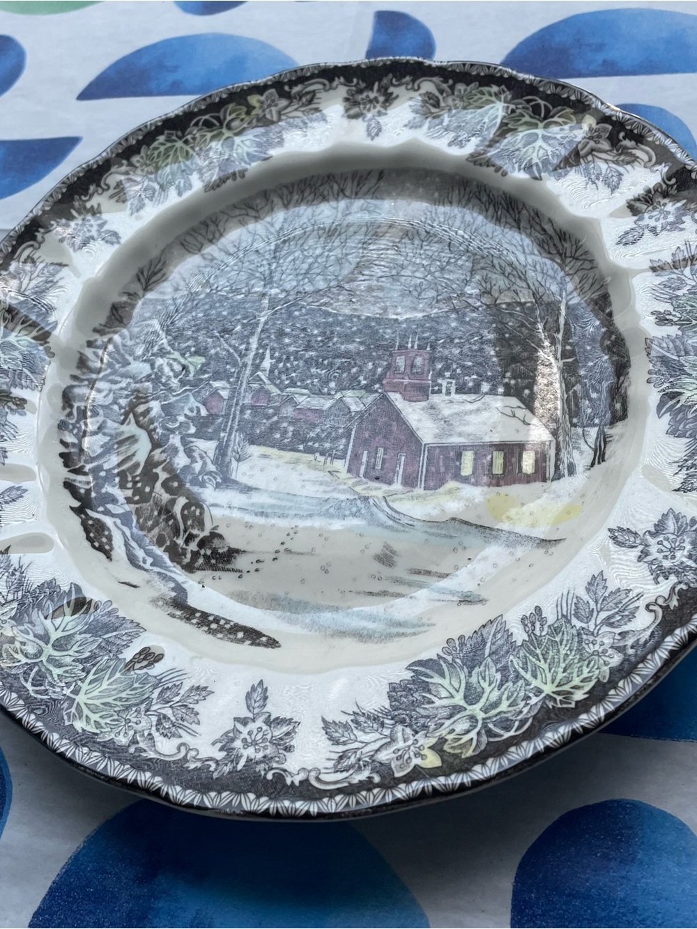 Johnson Brothers Brown and White Winter Scene Transferware Plate